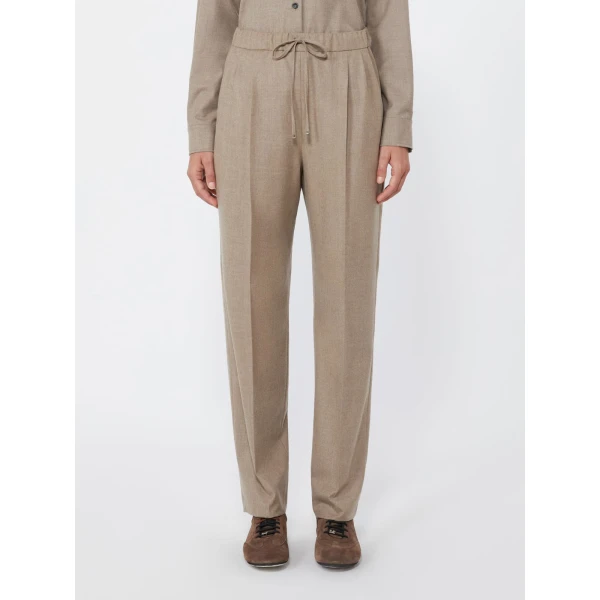 Max Mara Zamia Cashmere Foule Drawstring Trousers in Turtledove | Tailored pants | Coveti