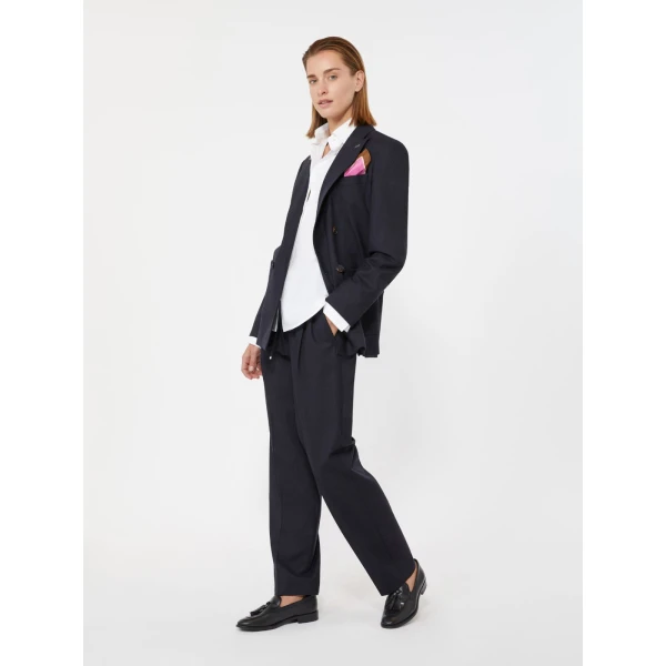 Max Mara Zamia Cashmere Foule Drawstring Trousers in Ultramarine | Tailored pants | Coveti