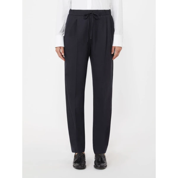 Max Mara Zamia Cashmere Foule Drawstring Trousers in Ultramarine | Tailored pants | Coveti