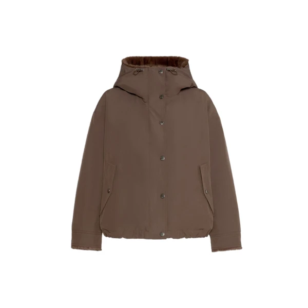 Max Mara Zanna Reversible Water-Repellent Canvas Jacket in Brown | Jackets | Coveti