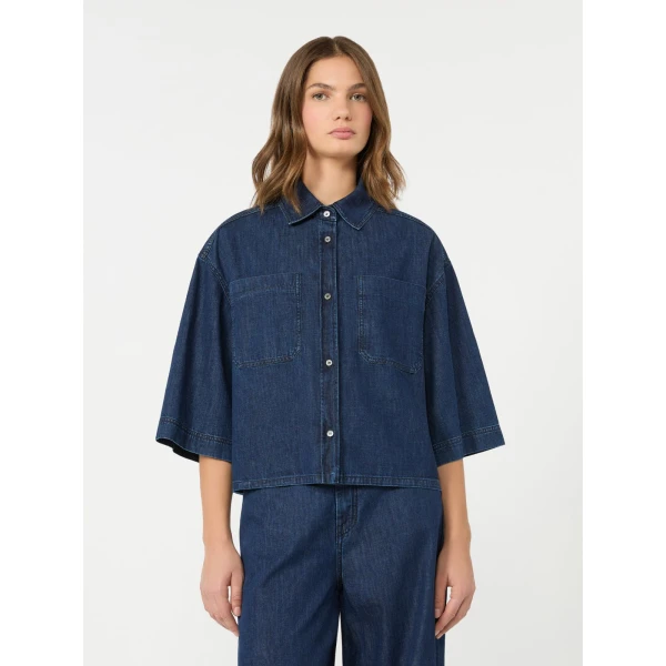 Max Mara Zannata Boxy Denim Shirt in Navy | Shirts | Coveti