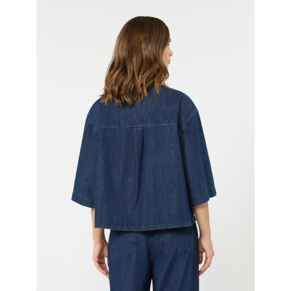 Max Mara Zannata Boxy Denim Shirt in Navy | Shirts | Coveti