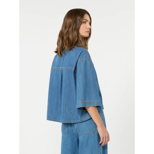 Max Mara Zannata Boxy Denim Shirt in Navy Style 2 | Shirts | Coveti