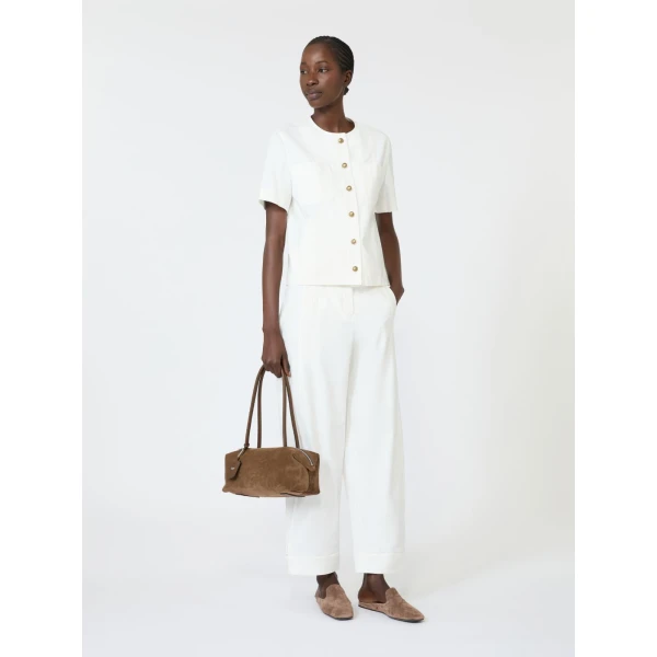 Max Mara Zanzara Stretch Cotton Canvas Jacket in White | Blazers | Coveti