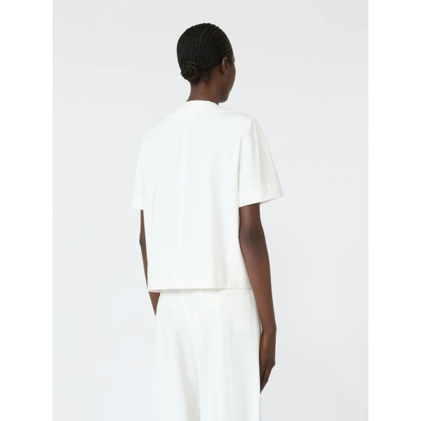 Max Mara Zanzara Stretch Cotton Canvas Jacket in White | Blazers | Coveti