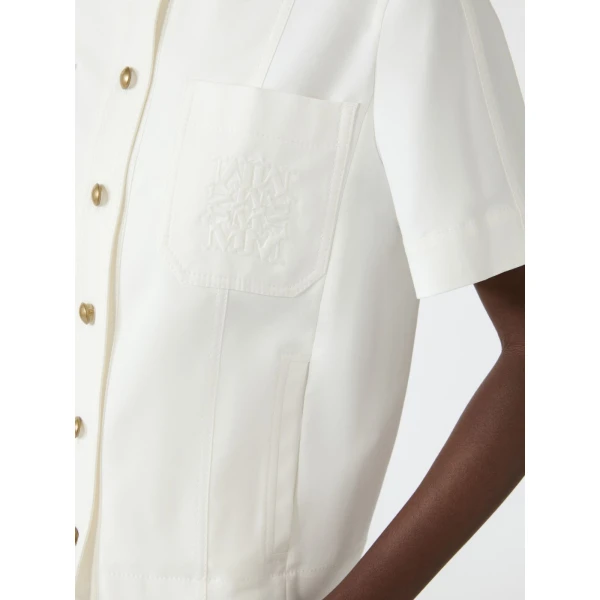 Max Mara Zanzara Stretch Cotton Canvas Jacket in White | Blazers | Coveti