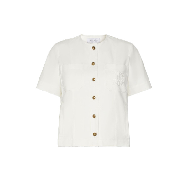 Max Mara Zanzara Stretch Cotton Canvas Jacket in White | Blazers | Coveti