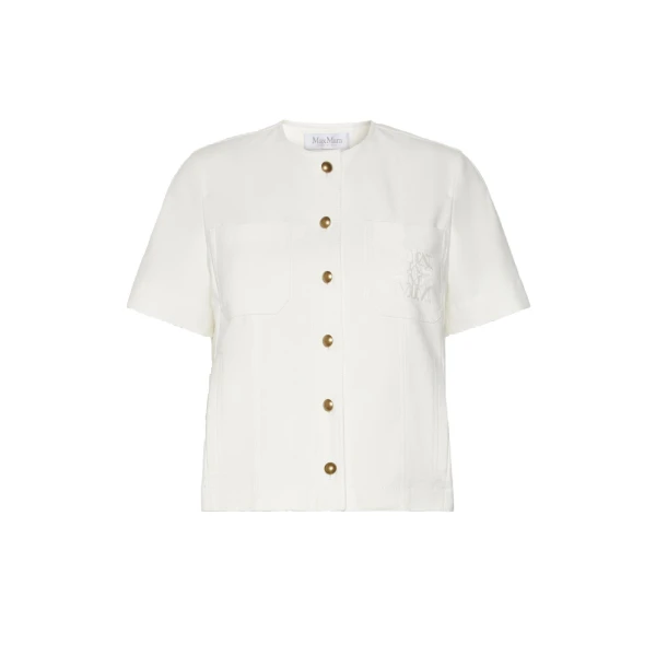 Max Mara Zanzara Stretch Cotton Canvas Jacket in White | Blazers | Coveti
