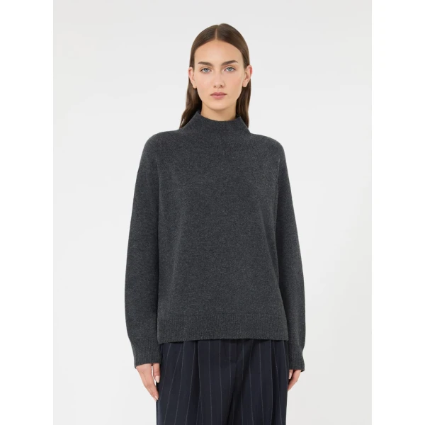Max Mara Zarina Carded Wool and Cashmere Jumper in Dark Grey | Sweaters | Coveti
