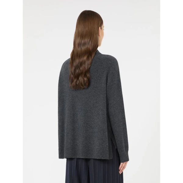 Max Mara Zarina Carded Wool and Cashmere Jumper in Dark Grey | Sweaters | Coveti