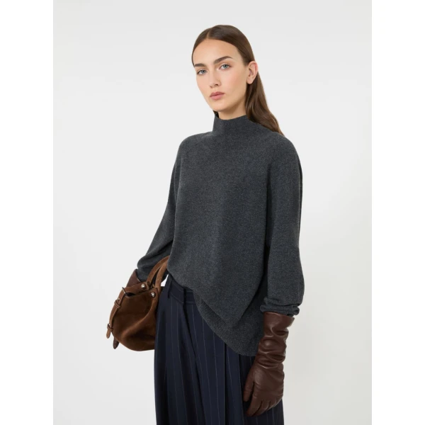 Max Mara Zarina Carded Wool and Cashmere Jumper in Dark Grey | Sweaters | Coveti