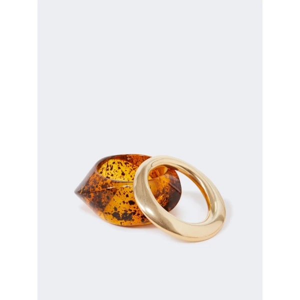 Max Mara Zarina Resin Bangle Set in Gold | Bracelets | Coveti