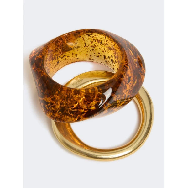 Max Mara Zarina Resin Bangle Set in Gold | Bracelets | Coveti