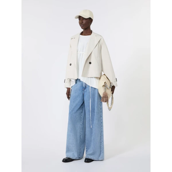 Max Mara Zattera Long Wide-Leg Cotton Denim Jeans in Blue Jeans | Denim | Coveti