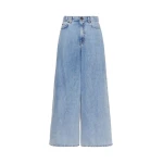 Max Mara Zattera Long Wide-Leg Cotton Denim Jeans in Blue Jeans | Denim | Coveti