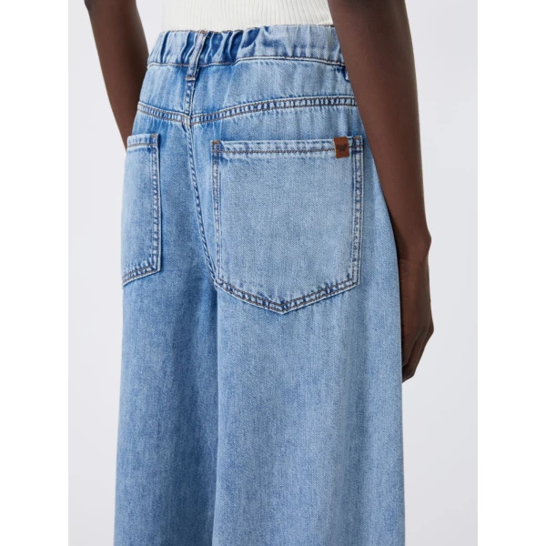 Max Mara Zattera Long Wide-Leg Cotton Denim Jeans in Blue Jeans | Denim | Coveti