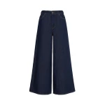 Max Mara Zattera Long Wide-Leg Cotton Denim Jeans in Navy | Denim | Coveti
