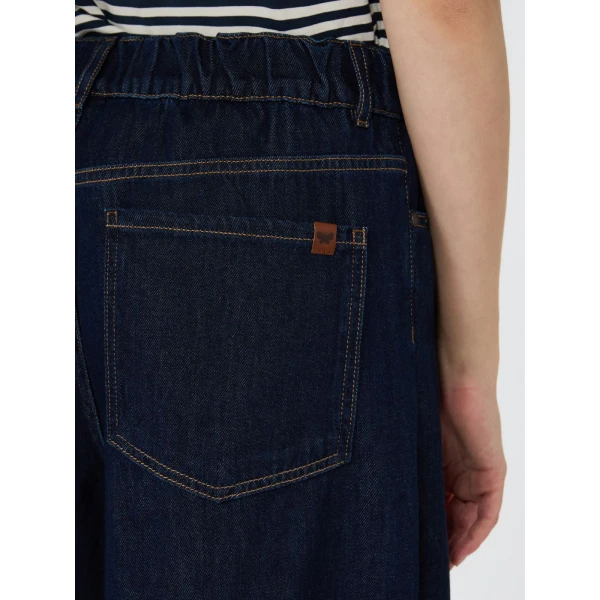 Max Mara Zattera Long Wide-Leg Cotton Denim Jeans in Navy | Denim | Coveti