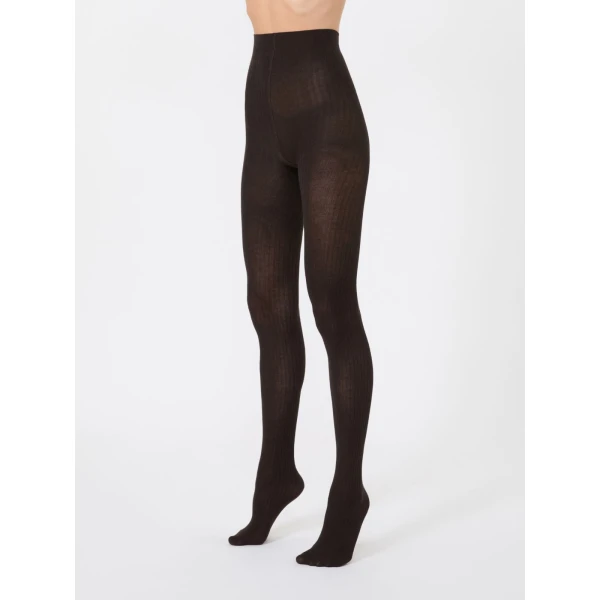 Max Mara Zavorra Ribbed Cotton Tights in Dark Brown | Accessories | Coveti
