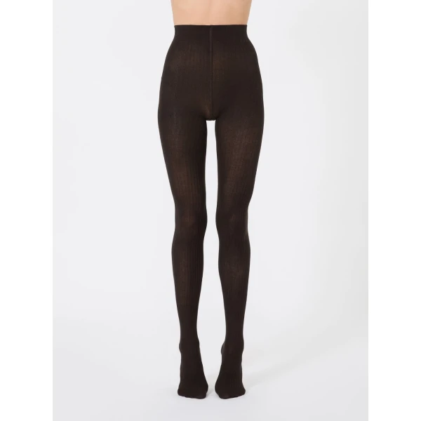 Max Mara Zavorra Ribbed Cotton Tights in Dark Brown | Accessories | Coveti