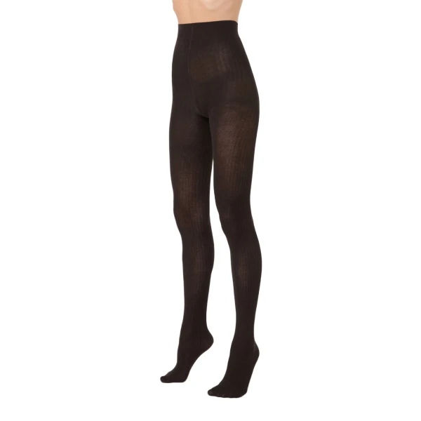 Max Mara Zavorra Ribbed Cotton Tights in Dark Brown | Accessories | Coveti