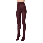 Max Mara Zavorra Ribbed Cotton Tights in Dark Red | Accessories | Coveti