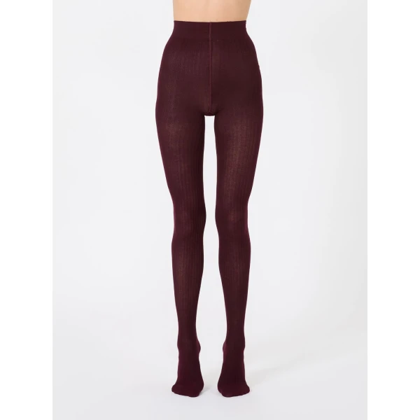 Max Mara Zavorra Ribbed Cotton Tights in Dark Red | Accessories | Coveti