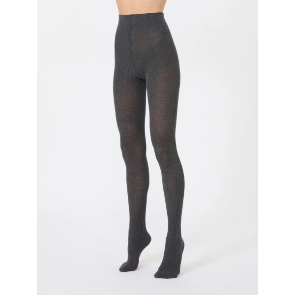 Max Mara Zavorra Ribbed Cotton Tights in Medium Grey | Accessories | Coveti