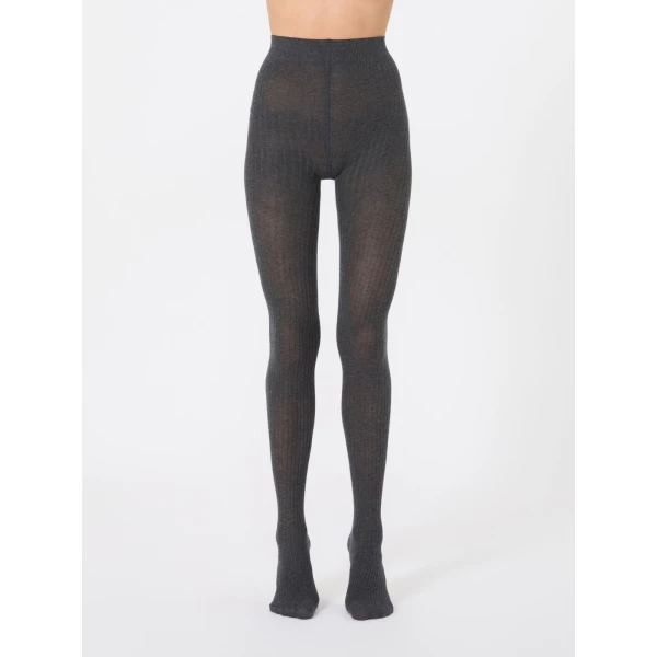 Max Mara Zavorra Ribbed Cotton Tights in Medium Grey | Accessories | Coveti