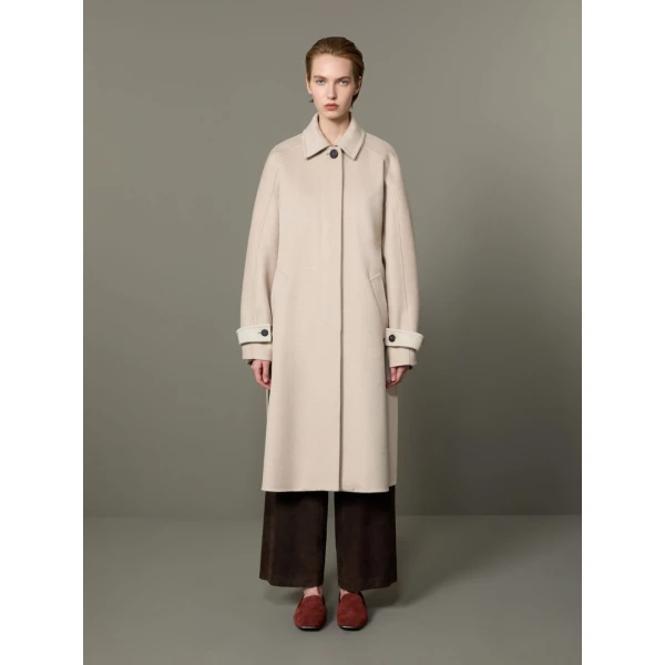 Max Mara Zebra Cashmere Shirt Coat in Beige | Wool Coat | Coveti