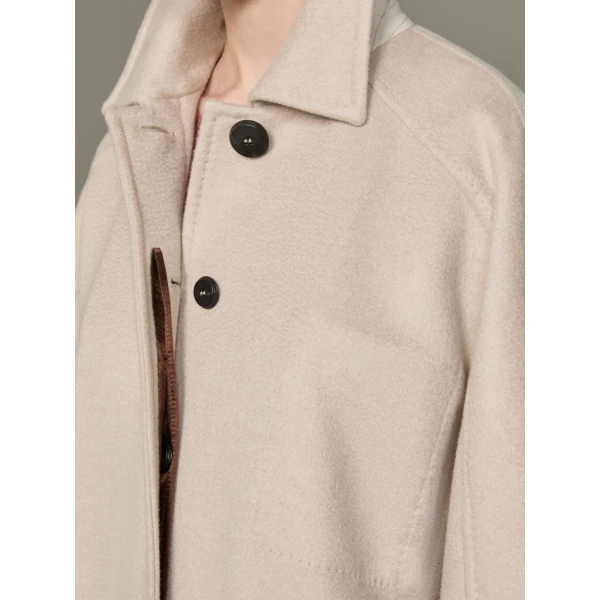Max Mara Zebra Cashmere Shirt Coat in Beige | Wool Coat | Coveti