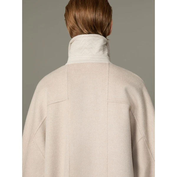 Max Mara Zebra Cashmere Shirt Coat in Beige | Wool Coat | Coveti