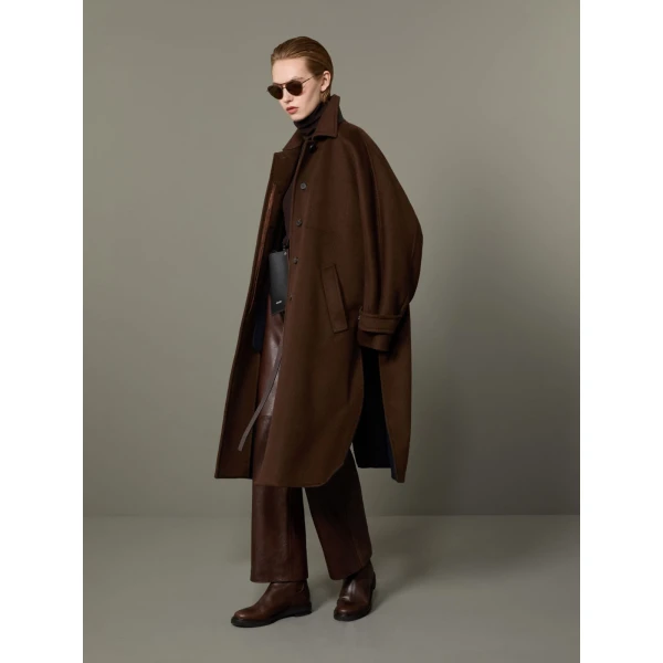 Max Mara Zebra Cashmere Shirt Coat in Dark Brown | Wool Coat | Coveti