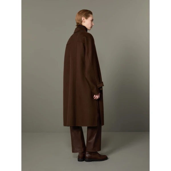 Max Mara Zebra Cashmere Shirt Coat in Dark Brown | Wool Coat | Coveti