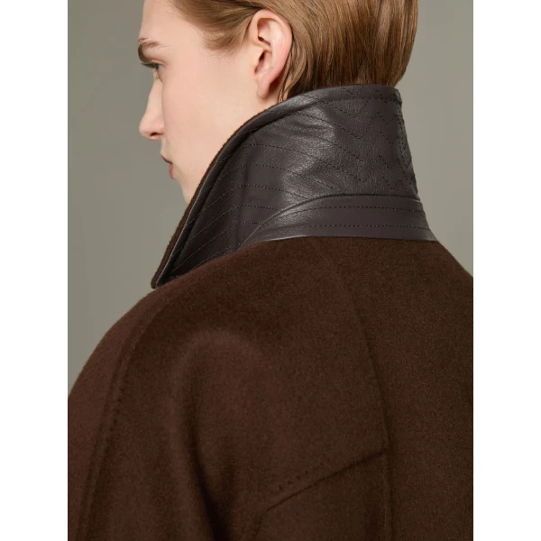 Max Mara Zebra Cashmere Shirt Coat in Dark Brown | Wool Coat | Coveti