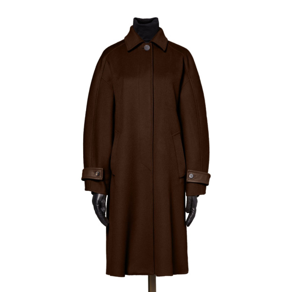 Max Mara Zebra Cashmere Shirt Coat in Dark Brown | Wool Coat | Coveti