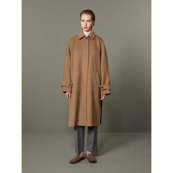 Max Mara Zebra Cashmere Shirt Coat in Hazelnut Brown | Wool Coat | Coveti