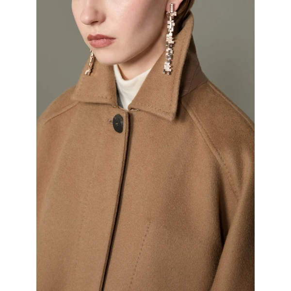 Max Mara Zebra Cashmere Shirt Coat in Hazelnut Brown | Wool Coat | Coveti