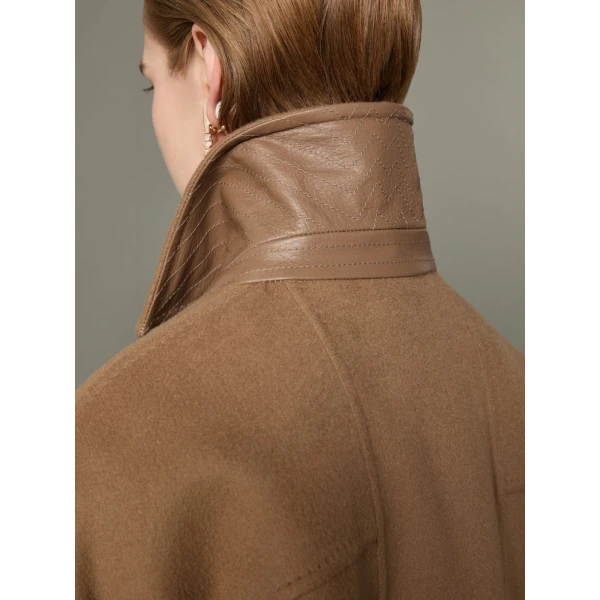 Max Mara Zebra Cashmere Shirt Coat in Hazelnut Brown | Wool Coat | Coveti