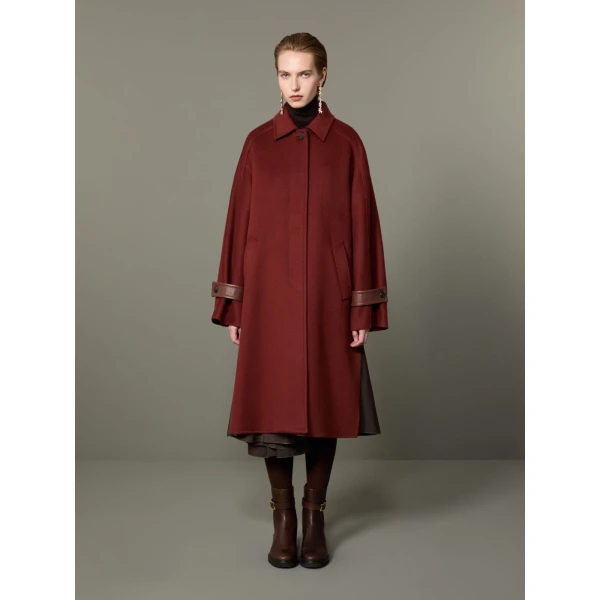 Max Mara Zebra Cashmere Shirt Coat in Rust | Wool Coat | Coveti