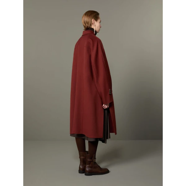 Max Mara Zebra Cashmere Shirt Coat in Rust | Wool Coat | Coveti
