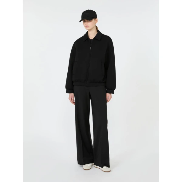 Max Mara Zebra Scuba Jersey Bomber Jacket in Black | Blazers | Coveti