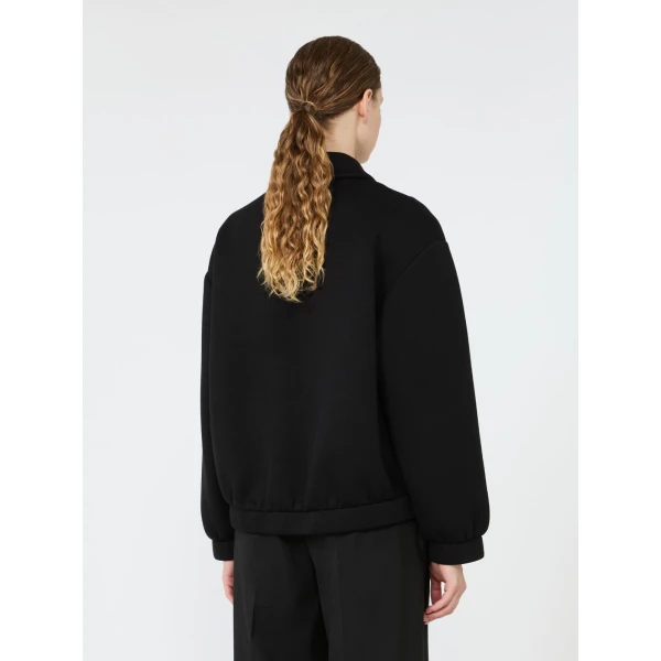 Max Mara Zebra Scuba Jersey Bomber Jacket in Black | Blazers | Coveti