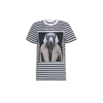 Max Mara Zelante Striped Wegman Print T-Shirt in White Blue | T-shirts | Coveti