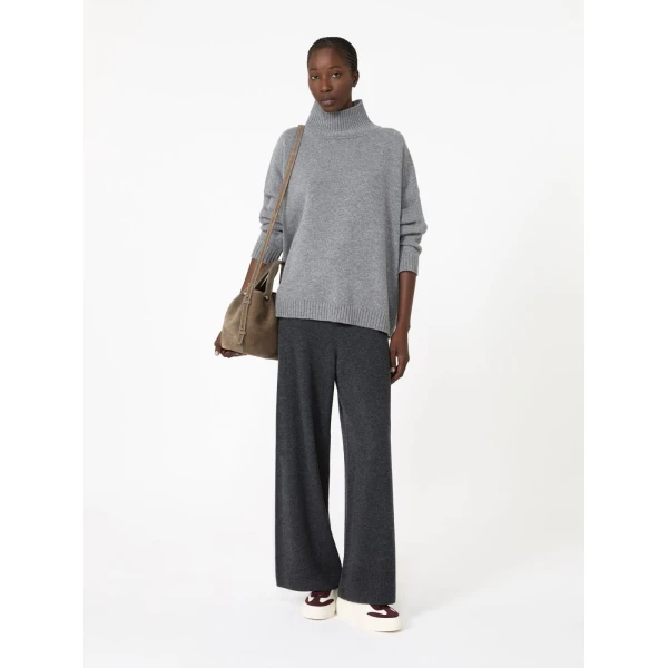 Max Mara Zinco Wool and Cashmere Knit Trousers in Dark Grey | Sweatpants | Coveti