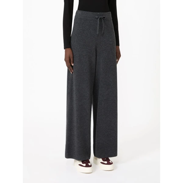 Max Mara Zinco Wool and Cashmere Knit Trousers in Dark Grey | Sweatpants | Coveti