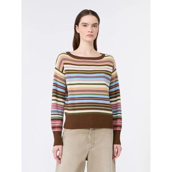 Max Mara Zinnia Cotton Boat-Neck Jumper in Multicolour | Sweaters | Coveti