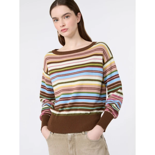 Max Mara Zinnia Cotton Boat-Neck Jumper in Multicolour | Sweaters | Coveti