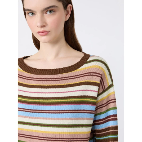 Max Mara Zinnia Cotton Boat-Neck Jumper in Multicolour | Sweaters | Coveti