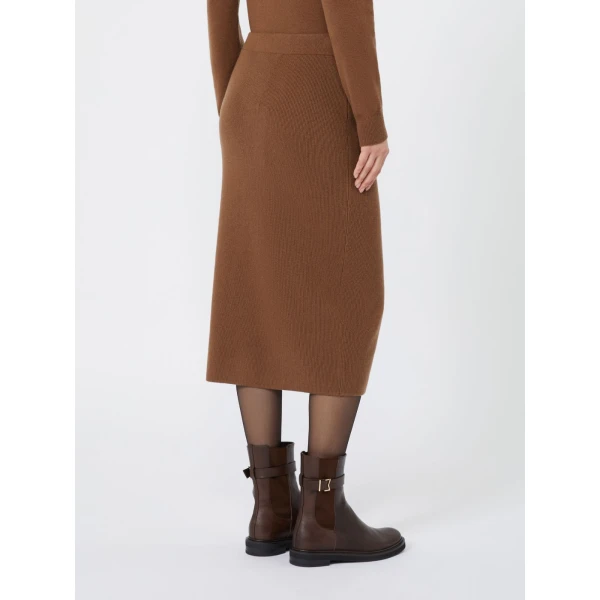 Max Mara Zucca Wool and Cashmere Pencil Skirt in Tobacco | Pencil Skirts | Coveti